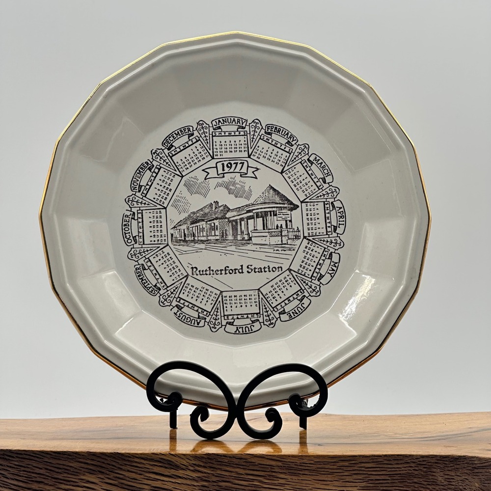 Vintage‎ 1977 Rutherford Station Calendar Plate Marcus Jewelers NJ Train History